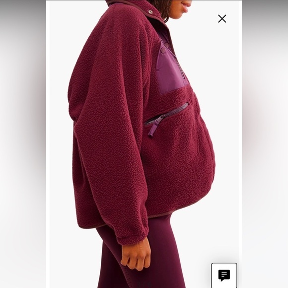 NWT NEW Free People Movement x Hatch hit the slopes fleece jacket in deep maroon - Picture 5 of 8